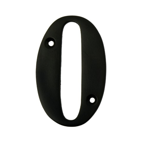 3" Number 0 Black Screw Fix Door Number - Times Roman Font