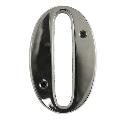 3" Number 0 Polished Chrome Screw Fix Door Number - Zamak material