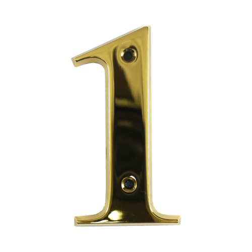3" Number 1 PVD Gold Screw Fix Door Number - Zamak material