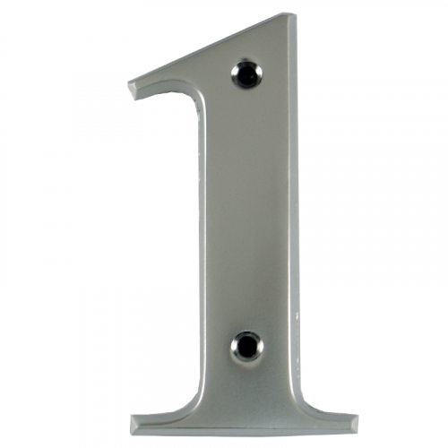 3" Number 1 Satin Chrome Screw Fix Door Number - Zamak material