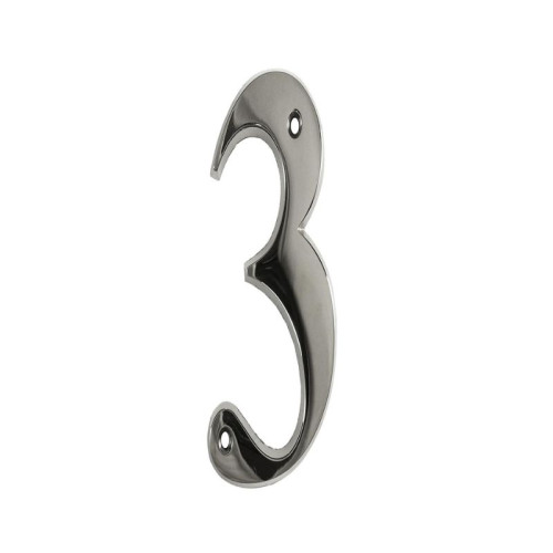 No.3 - 3" Numeral - Chrome with Chrome screws