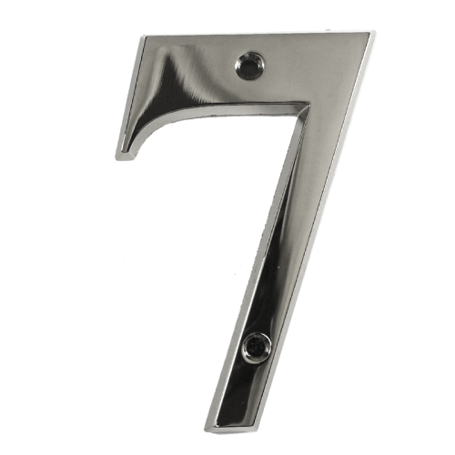 3" Number 7 Polished Chrome Screw Fix Door Number - Zamak material