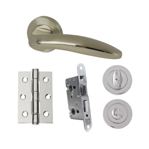 UAP Developer Lancer Door Pack with Hinges and Latch in Polished Nickel / Satin Nickel