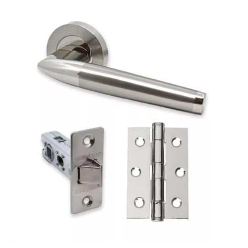 UAP Developer Valiant Door Pack with Hinges and Latch in Polished Nickel / Satin Nickel