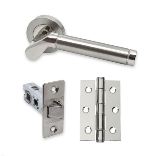 UAP Developer Ventura Door Pack with Hinges and Latch in Polished Nickel / Satin Nickel