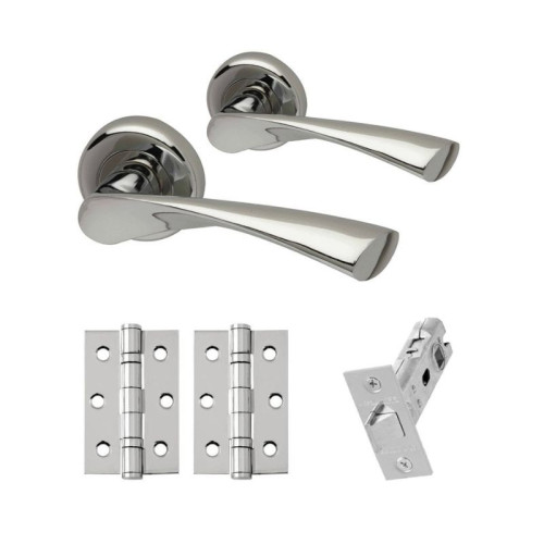 UAP Developer Zeta Door Pack with Hinges and Latch in Polished Chrome / Satin Nickel