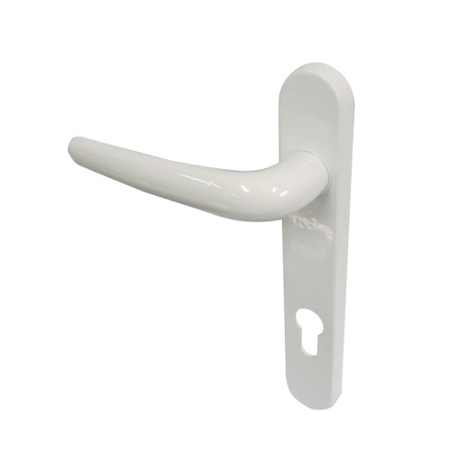 Door Handle 219mm Backplate - with Springs - 92mm Centres - White RAL9016