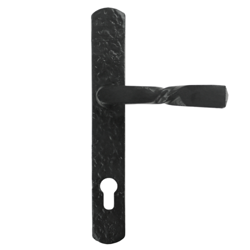 Black Iron Door Handle 92mm - 243m m Backplate