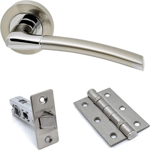 Intelligent Hardware Developer Falcon Door Pack with Hinges and Latch in Polished Chrome / Satin Nickel