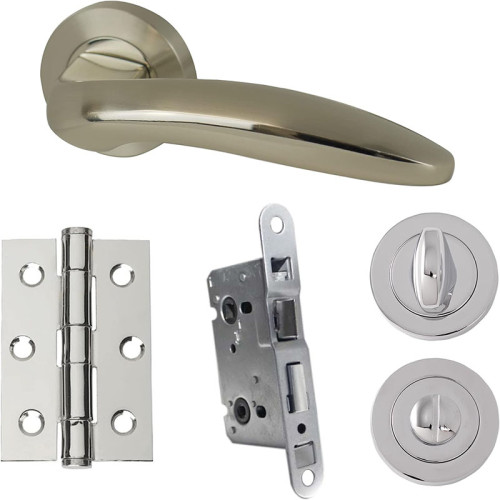 Intelligent Hardware Developer Lancer Door Pack with Hinges and Latch in Polished Nickel / Satin Nickel