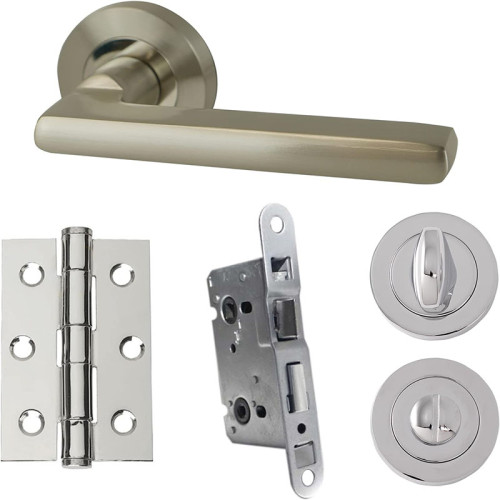 Intelligent Hardware Developer Matiz Door Pack with Hinges and Latch in Polished Nickel / Satin Nickel