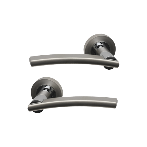 Intelligent Hardware Opal Lever in Matt Nickel Plated / Polished Chrome on Round Rose