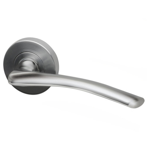 ROMA SATIN CHROME LEVR ON ROUND ROSE