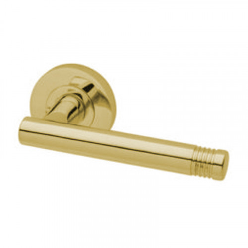 STRATA POL'D BRASS LEVER ON ROUND ROSE