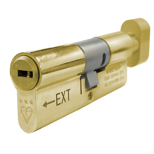 70mm 30-10-30 (35/35) Thumbturn Polished Brass 3* Kitemarked Euro Cylinder (Exterior = 30mm Side) Helix System