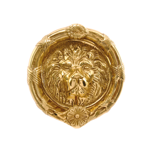 6" Diameter (164mm) Round Lions Head Round in Polished Brass