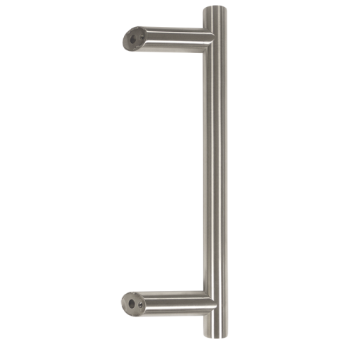 Pull Handle - 600mm OFFSET 400mm centres including 2 fixings with bolts - Satin Stainless Steel 316 - all fittings inc Back to Back
