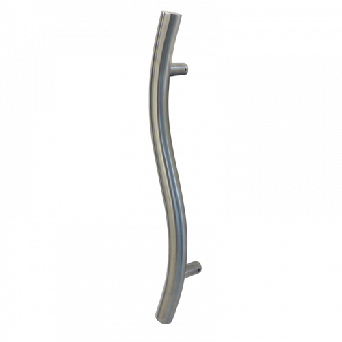 Pull Handle - 600mm Straight WAVE Design including 2 fixings with bolts - Satin Stainless Steel 316 - 38mm Diameter