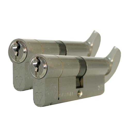 Zero Lift SXD Anti Bump, Pull + Sacrificial Cut Nickel Thumbturn 30-10-30- 70mm Keyed alike in Pairs (2 cylind