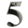 3" Number 5 Polished Chrome Screw Fix Door Number - Zamak material