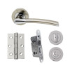 UAP Developer Falcon Door Pack with Hinges and Bathroom Lock in Polished Chrome / Satin Nickel