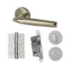UAP Developer Valiant Door Pack with Hinges and Bathroom Lock in Polished Nickel / Satin Nickel
