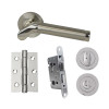UAP Developer Ventura Door Pack with Hinges and Bathroom Lock in Polished Nickel / Satin Nickel