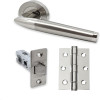 Intelligent Hardware Developer Valiant Door Pack with Hinges and Latch in Polished Nickel / Satin Nickel