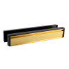 Slim-line Letterplate - Gold Flap Black Frame- 40-80mm